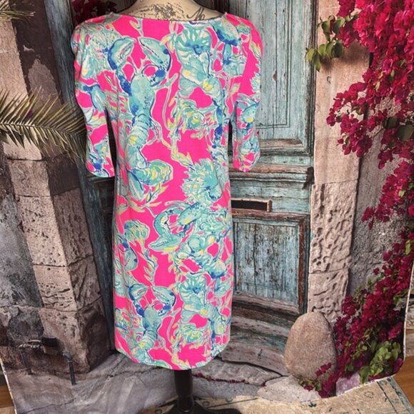 Lilly Pulitzer La Jolla Raz Berry Lobsters in Love dress, size medium, EUC - Picture 8 of 10